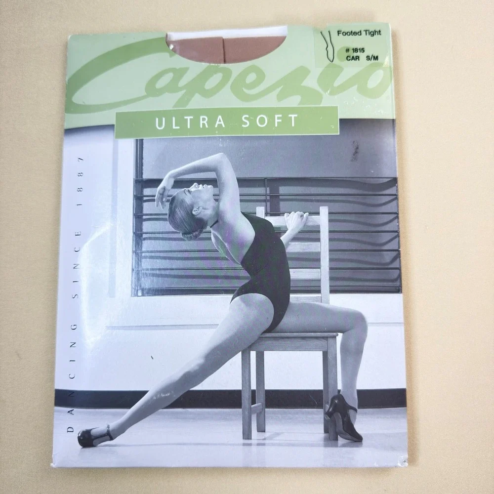 Capezio 1815 Ultra Soft Footed Dance Tights Caramel CAR Small Medium S/M NEW